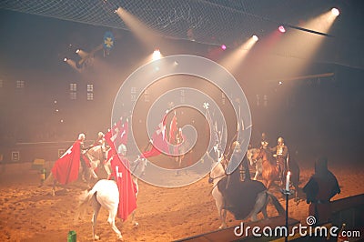 The medieval knights show horses training Editorial Stock Photo