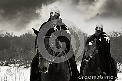 Medieval knights of St. John (Hospitallers) Stock Photo