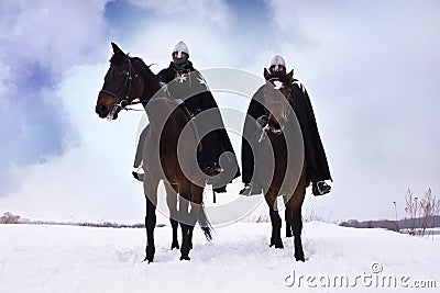 Medieval knights of St. John (Hospitallers) Stock Photo