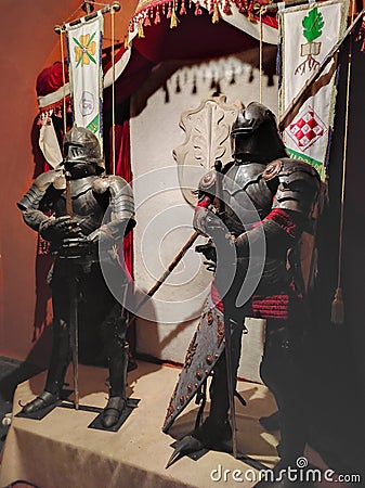 medieval knights with swords Stock Photo