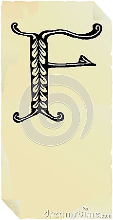 Medieval letter F black Vector Illustration