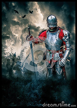 Medieval knight poster Stock Photo