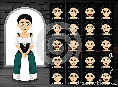 Medieval Maid Cartoon Emotion Faces Vector Illustration Vector Illustration