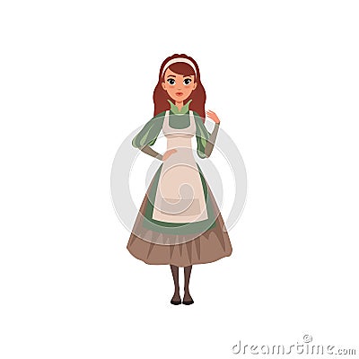 Medieval maid character in traditional dress vector Illustration on a white background Vector Illustration