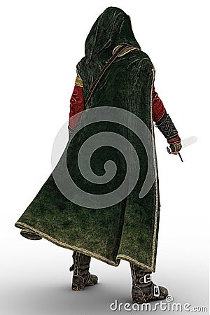 Medieval Man with back toward camera isolated Stock Photo