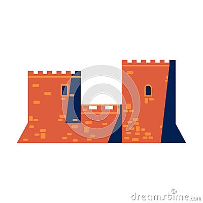 Medieval Mediterranean Castle or Fortress Icon Vector Illustration