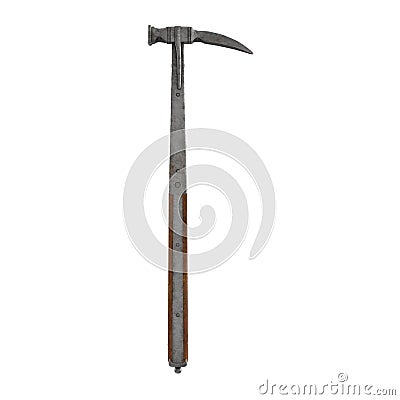 Medieval Military Hammer on white. Top view. 3D illustration Cartoon Illustration