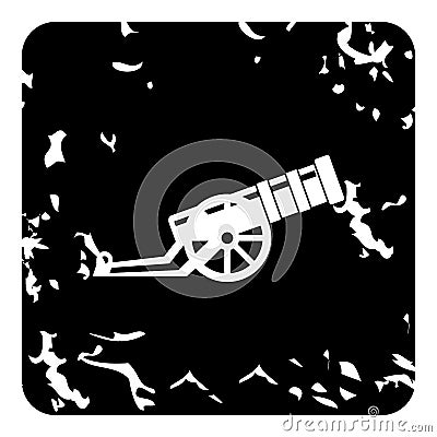 Medieval military throwing gun icon, grunge style Vector Illustration