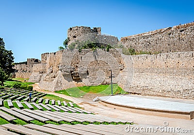 The Medieval Moat Theatre in Rhodes Stock Photo