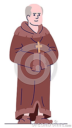 Medieval monk semi flat RGB color vector illustration Vector Illustration