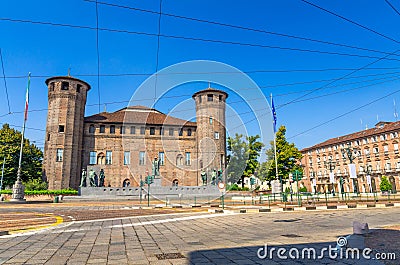 Medieval old Acaja Castle with brick towers and monuments Editorial Stock Photo