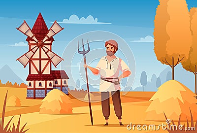 Medieval Peasant Background Vector Illustration