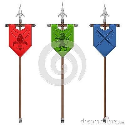 Medieval pennant with heraldic symbol Vector Illustration