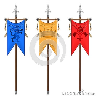 Medieval pennant with heraldic symbol Stock Photo