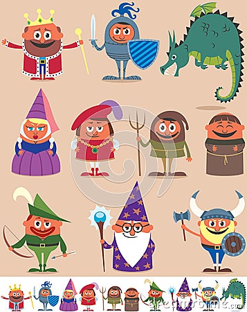 Medieval People Vector Illustration