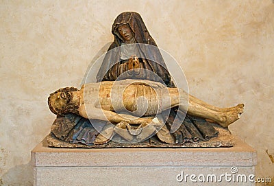 Medieval Pieta statue Stock Photo