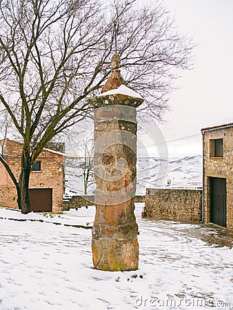 Medieval pillory of Medinaceli. Soria, Spain Stock Photo