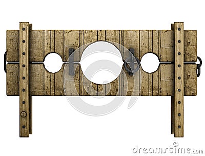 Medieval pillory punishment device Stock Photo