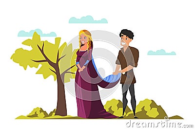 Medieval princess and prince vector illustration Vector Illustration