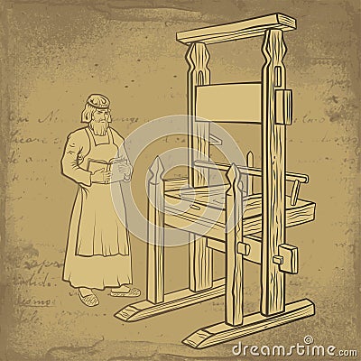 Medieval printer Vector Illustration