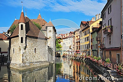 The medieval prison in city canal Stock Photo