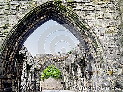 Medieval remains stone arch shape open Stock Photo