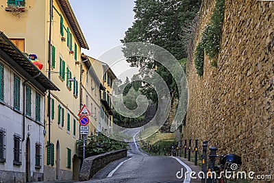 Medieval Renaissance stone city wall in Oltrarno Santo Spirito Florence, Italy Editorial Stock Photo