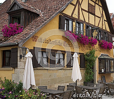 Medieval Restaurant called Hell in Rothenburg, Germany Editorial Stock Photo