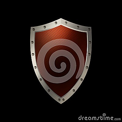 Medieval riveted shield. Stock Photo