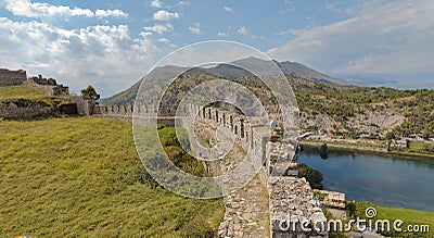 Rosafa Castle Overlooking Skadar Landscape Stock Photo