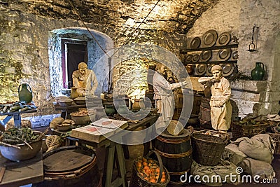 A medieval scene from the Great Kitchens in Stirling Castle, Scotland Editorial Stock Photo