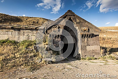 Medieval Selim caravanserai on the top of Vardenyats mountain pa Stock Photo