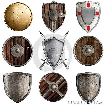 Medieval shields collection #3 isolated Stock Photo