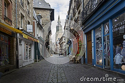 Medieval Shopping Centre of Dinan, Brittany, France Editorial Stock Photo