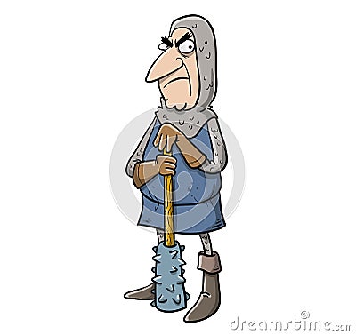 Medieval soldier with spiked club Vector Illustration