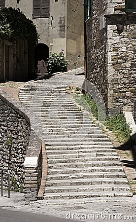 Medieval stairway made by stones Stock Photo