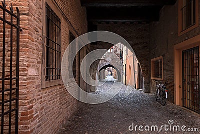 Ferrara Italy - The Medieval Via delle Volte Stock Photo