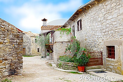 Medieval street in Croatia. Stock Photo