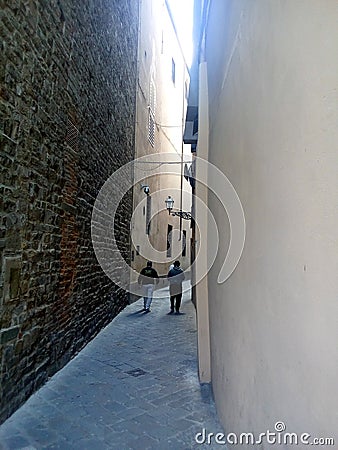 Medieval streets of Florence, Italy. Narrow as the gorge. Editorial Stock Photo