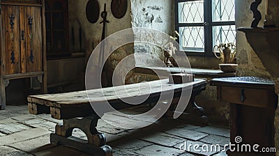 Medieval Stretching Bench: Intriguing Artifact from Historical Conditioning Practices Stock Photo