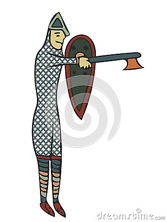 Medieval Style Artwork of Norman soldier. Stock Photo