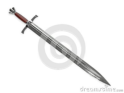 Medieval sword with wooden handle Stock Photo