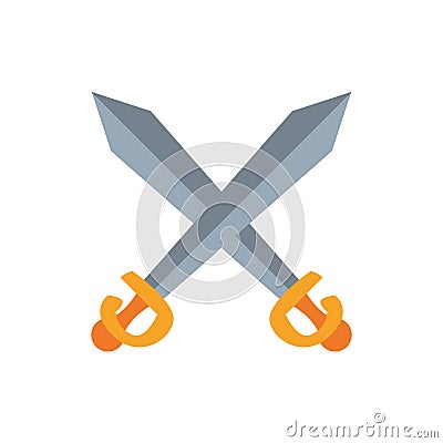 Medieval swords crossed flat style icon Vector Illustration