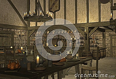 Medieval tavern Stock Photo