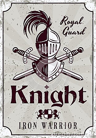 Medieval thematic vector poster with knight helmet Vector Illustration