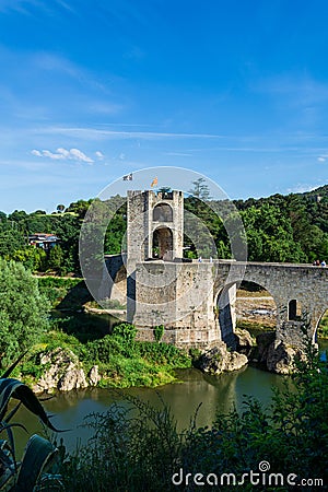 Medieval village and castle in Besalu, Costa Brava, Spain Stock Photo