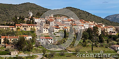 Medieval village of Cucugnan Stock Photo