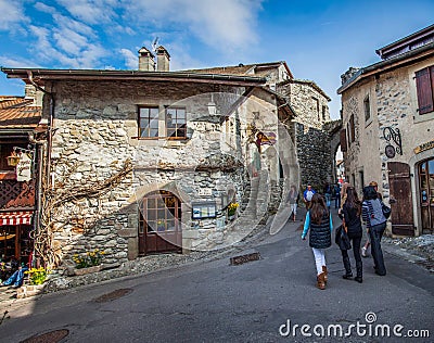 Medieval Village Street View II, Yvoire , France Editorial Stock Photo