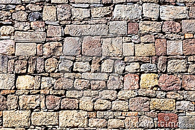 medieval wall from colorful stones as background Editorial Stock Photo