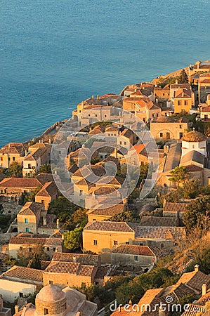 Medieval walled town of Monemvasia, Greece Stock Photo